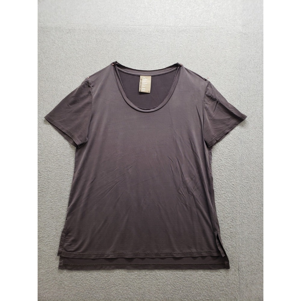 Dolan Women Top L Charcoal Gray V Neck Short Sleeve Basic Tee Summer Casual Wear
